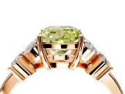 Floral Engagement Ring Setting for Fancy Yellow Cushion Cut Center with Marquise Cluster Shoulders and Prong Head in Rose Gold