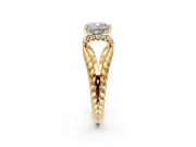 Halo Engagement Ring Setting for Cushion Cut Center with Rope Twist Split Shank and Prong Head in Yellow Gold