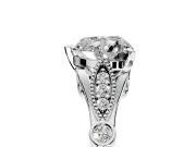 Solitaire Engagement Ring Setting for Heart-Shaped Center with Marquise and Bezel Accents and Prong Head in Sterling Silver