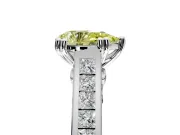 Solitaire Engagement Ring Setting for Fancy Yellow Pear-Shaped Center with Channel Band and Double Claw Prong Head in Sterling Silver