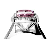 Halo Engagement Ring Setting for Fancy Pink Princess Cut Center with Square Band and Prong Head in Platinum