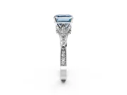 Solitaire Engagement Ring Setting for Fancy Blue Asscher Cut Center with Marquise and Bezel Accents and Prong Head in White Gold