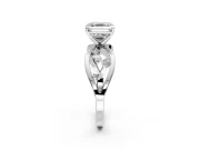 Solitaire Engagement Ring Setting for Asscher Cut Center with Criss-Cross Accent Band and Prong Head in Sterling Silver