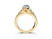 Solitaire Engagement Ring Setting for Fancy Blue Marquise Center with Graduated Shared Prongs and Prong Head in Yellow Gold
