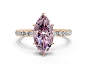 Solitaire Engagement Ring Setting for Fancy Pink Marquise Center with Large Accent Band and Prong Head in Rose Gold
