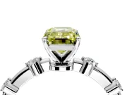 Solitaire Engagement Ring Setting for Fancy Yellow Emerald Cut Center with Bezel Station Band and Prong Head in Platinum