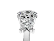 Floral Engagement Ring Setting for Oval Center with Marquise Cluster Shoulders and Prong Head in Sterling Silver