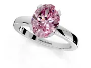 Solitaire Engagement Ring Setting for Fancy Pink Oval Center with Plain Band and Flat Tab Prong Head in White Gold