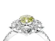 Floral Halo Engagement Ring Setting for Fancy Yellow Marquise Center with Pave Accents and Prong Head in Sterling Silver