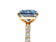 Solitaire Engagement Ring Setting for Fancy Blue Radiant Cut Center with Pave Accents and Prong Head in Yellow Gold