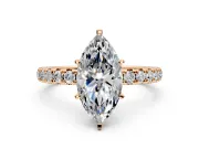 Solitaire Engagement Ring Setting for Marquise Center with Shared-Prong Accents and Prong Head in Rose Gold