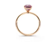 Solitaire Engagement Ring Setting for Fancy Pink Radiant Cut Center with Straight Thin Band and Prong Head in Rose Gold