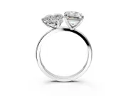 Heart-Shaped and Emerald Cut Lab-Grown Diamond Toi et Moi Engagement Ring with Prong-Set Stones in Platinum