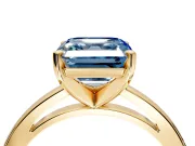 Solitaire Engagement Ring Setting for Fancy Blue Asscher Cut Center with Basket Rail and Prong Head in Yellow Gold