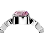 Milgrain Bezel Engagement Ring Setting for Fancy Pink Cushion Cut Center with Marquise Stations and Bezel Head in White Gold