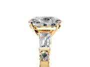 Bar-Set Engagement Ring Setting for Oval Center with Tapered Baguette Accents and Prong Head in Yellow Gold