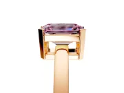 Solitaire Engagement Ring Setting for Fancy Pink Emerald Cut Center with Plain Band and Flat Tab Prong Head in Rose Gold