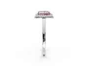 Halo Engagement Ring Setting for Fancy Pink Princess Cut Center with Plain Tapered Band and Prong Head in White Gold
