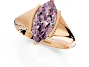Tension Engagement Ring Setting for Fancy Pink Marquise Center with Wide Tapered Band and Tension Head in Rose Gold