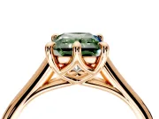 Solitaire Engagement Ring Setting for Fancy Green Radiant Cut Center with Cathedral Band and Prong Head in Rose Gold