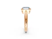 Halo Engagement Ring Setting for Fancy Blue Asscher Cut Center with Tapered Plain Band and Prong Head in Rose Gold