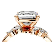 Solitaire Engagement Ring Setting for Asscher Cut Center with Marquise Accent Twist Band and Prong Head in Rose Gold