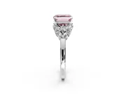 Leaf Cluster Engagement Ring Setting for Fancy Pink Asscher Cut Center with Marquise Accents and Prong Head in White Gold