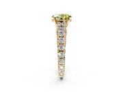Solitaire Engagement Ring Setting for Fancy Yellow Oval Center with Pave Cathedral Shoulders and Prong Head in Yellow Gold