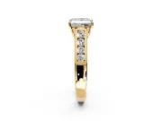 Solitaire Engagement Ring Setting for Princess Cut Center with Cathedral Channel Band and Prong Head in Yellow Gold