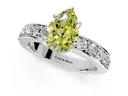 Solitaire Engagement Ring Setting for Fancy Yellow Pear-Shaped Center with Channel-Set Accents and Prong Head in Platinum