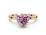 Solitaire Engagement Ring Setting for Fancy Pink Heart-Shaped Center with Plain Band and Tulip Prong Head in Rose Gold