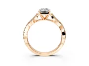 Solitaire Engagement Ring Setting for Emerald Cut Center with Twisted Pave Split Shank and Prong Head in Rose Gold