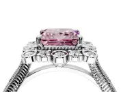 Milgrain Halo Engagement Ring Setting for Fancy Pink Princess Cut Center with Bezel Point Accents and Prong Head in Sterling Silver