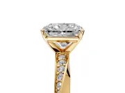 Side Accent Engagement Ring Setting for Radiant Cut Center with Accent Shoulders and Prong Head in Yellow Gold