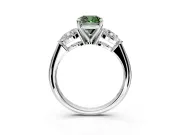 3 Stone Engagement Ring Setting for Fancy Green Cushion Cut Center with Large Pear-Shaped Accents and Prong Head in White Gold
