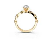 Solitaire Engagement Ring Setting for Marquise Center with Bezel Station Band and Prong Head in Yellow Gold