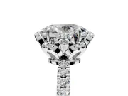 Halo Engagement Ring Setting for Oval Center with Openwork Halo, Pave Band and Prong Head in Sterling Silver