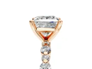 Solitaire Engagement Ring Setting for Princess Cut Center with Alternating Size Accents and Prong Head in Rose Gold