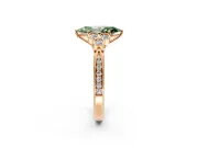 Cluster Engagement Ring Setting for Fancy Green Marquise Center with Bezel Accent Clusters and Prong Head in Rose Gold