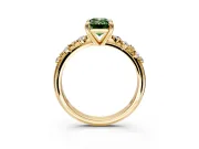 Solitaire Engagement Ring Setting for Fancy Green Emerald Cut Center with Trailing Leaf Accent Band and Prong Head in Yellow Gold