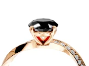 Side Accent Engagement Ring Setting for Fancy Black Oval Center with Accent Shoulders and Prong Head in Rose Gold
