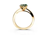 Solitaire Engagement Ring Setting for Fancy Green Heart-Shaped Center with Basket Rail and Prong Head in Yellow Gold