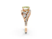 Halo Engagement Ring Setting for Fancy Yellow Radiant Cut Center with Marquise and Pave Bypass Band and Prong Head in Rose Gold