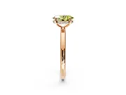 Hidden Halo Engagement Ring Setting for Fancy Yellow Oval Center with Thin Rounded Band and Prong Head in Rose Gold