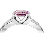 Bezel Engagement Ring Setting for Fancy Pink Radiant Cut Center with Wide Channel-Set Band and Bezel Head in Platinum