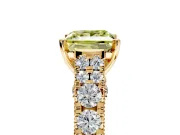 Solitaire Engagement Ring Setting for Fancy Yellow Princess Cut Center with Pave Cathedral Shoulders and Prong Head in Yellow Gold