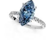 Solitaire Engagement Ring Setting for Fancy Blue Marquise Center with Fine Pave Narrow Band and Prong Head in Platinum