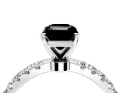 Open Basket Engagement Ring Setting for Fancy Black Emerald Cut Center with Pave Band and Prong Head in Platinum