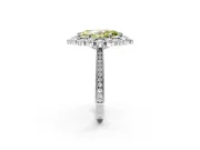 Milgrain Halo Engagement Ring Setting for Fancy Yellow Marquise Center with Bezel Point Accents and Prong Head in Platinum