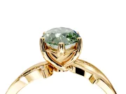 Solitaire Engagement Ring Setting for Fancy Green Marquise Center with Pave and Plain Crossover Band and Prong Head in Yellow Gold